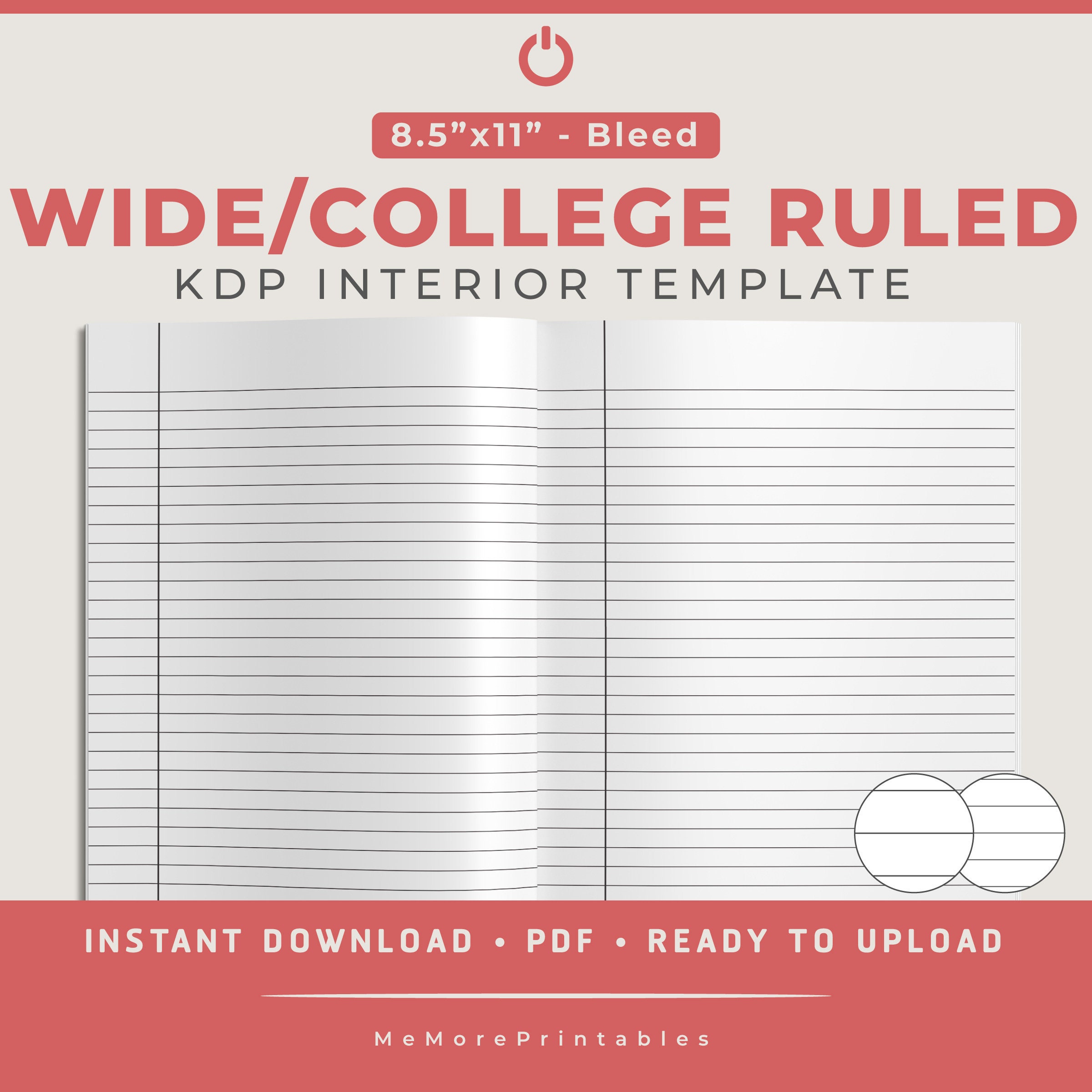 Printable Lined Paper PDF College Ruled Paper Wide Ruled Paper wide-ruled-paper