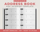 Address Book Template, KDP Interior Template, Low Content Book Template, 8.5"x11" and 5"x8", 106 Pages