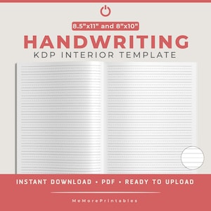 Handwriting Paper for Kids Template (No Bleed Design) - (8.5&quot;x11&quot; and 8&quot;x10&quot;), KDP Interior Template, Low Content Interior, 120 Pages