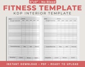 Fitness Planner Template - (No Bleed Design) - (6"x9"), KDP Interior Template, Low Content Interior, 120 Pages