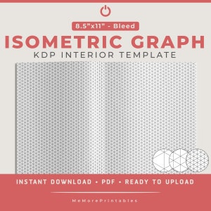 May include: A black and white isometric graph template for interior design. The template is 8.5 inches by 11 inches and includes a bleed. The template is ready to download as a PDF.
