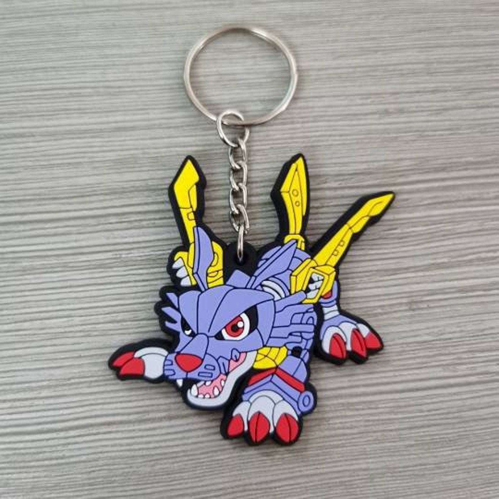 Digimon Metalgarurumon Keychain Pvc Cut Me Digital Monster Etsy