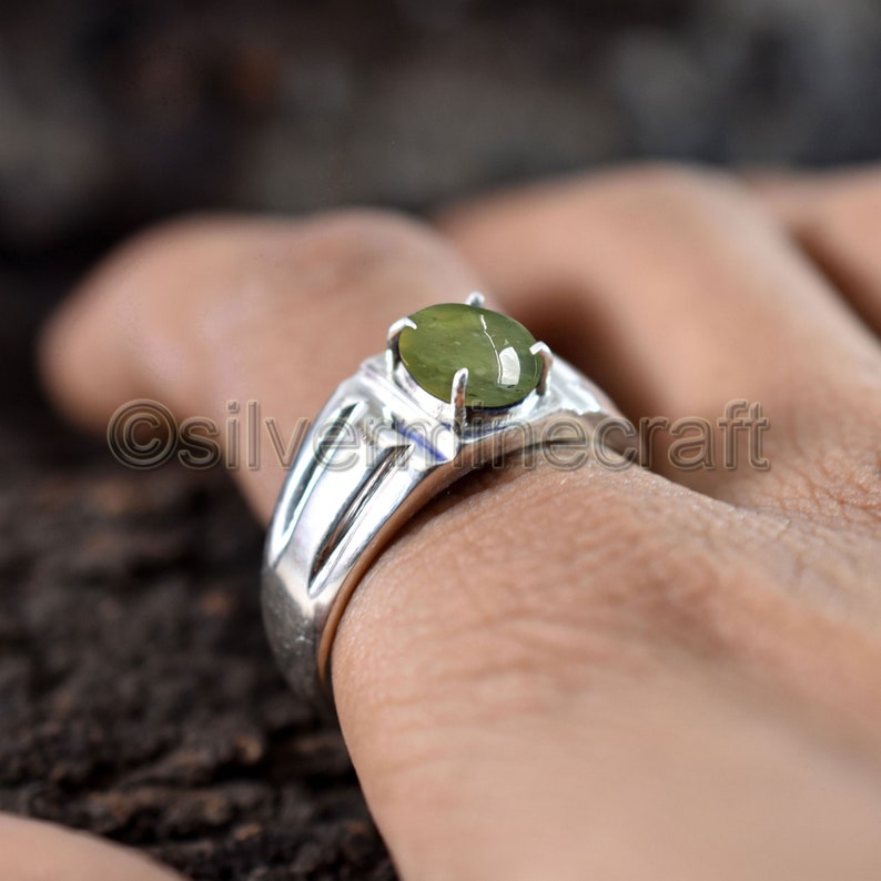 Mens Prehnite Engagement Ring Green Gemstone pure 925 Sterling Silver Handcrafted Prehnite Jewelry Mens Designer Wedding Ring Etsy Sale!