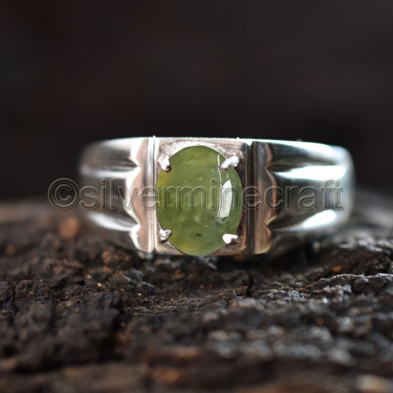 Mens Prehnite Engagement Ring Green Gemstone pure 925 Sterling Silver Handcrafted Prehnite Jewelry Mens Designer Wedding Ring Etsy Sale!