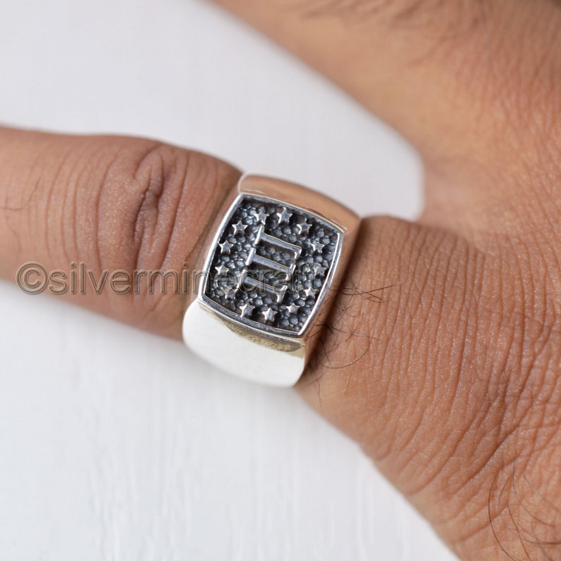 STERLING SILVER MENS RING SOLID 925 WITH BLACK ENAMEL NEW SIZE N Z++