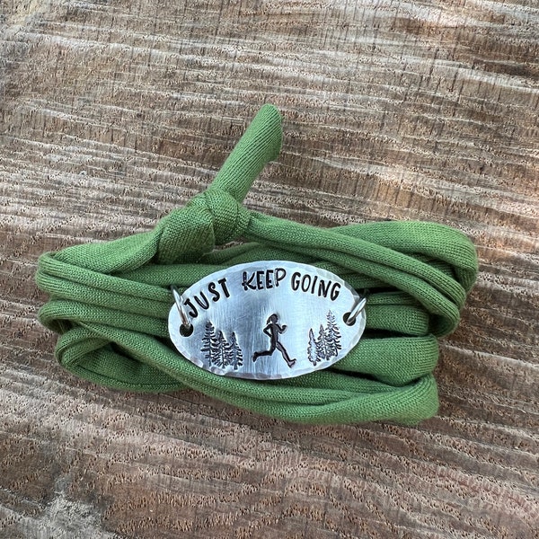 Runner girl wrap bracelet- gift for runners, trail runner, ultra runner, mountain runner, custom - PREORDER