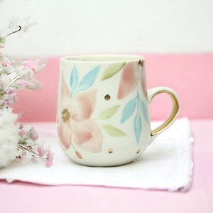 Handmade Porcelain Mug with Colorful Handpainted Floral Details | Lily Series | Nox Studio