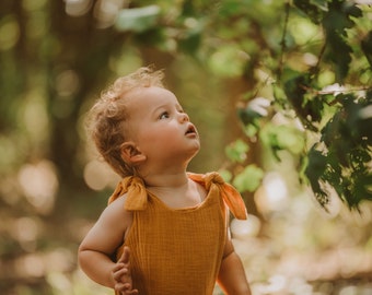 Boho Sustainable Baby Romper | Adjustable & Gender Neutral | Handmade Toddler Outfit | Ethically Crafted | Unique Baby Gift