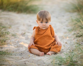 Boho Sustainable Baby Romper | Adjustable & Gender Neutral | Handmade Toddler Outfit | Ethically Crafted | Unique Baby Gift