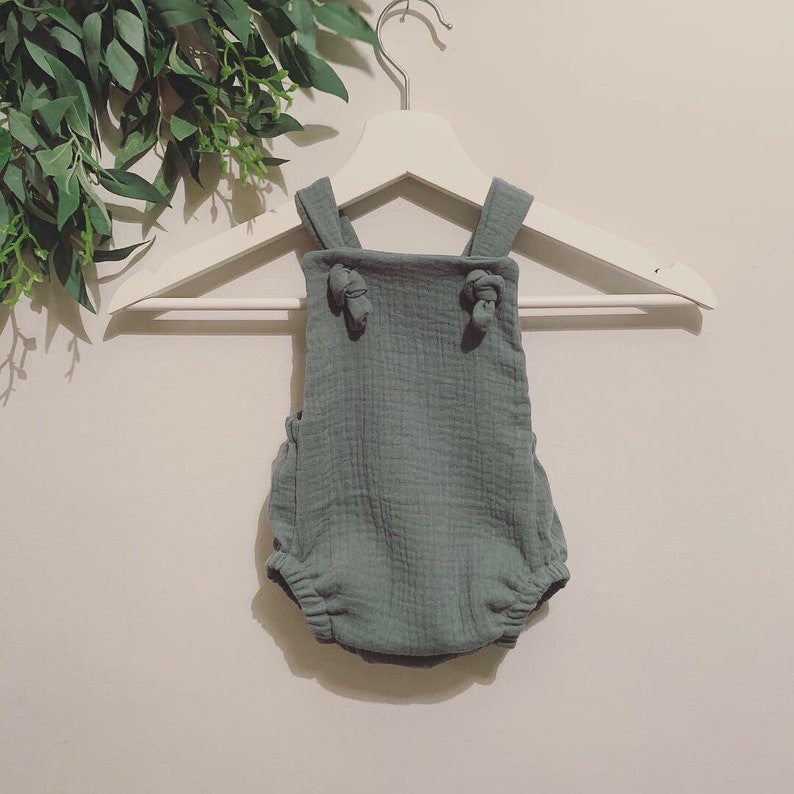 Boho Sustainable Baby Romper Adjustable & Gender Neutral Handmade Toddler Outfit Ethically Crafted Unique Baby Gift image 8