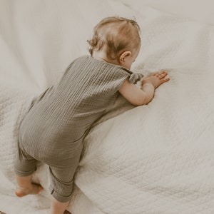 Baby Romper Adjustable Straps for Growth Boho Baby Romper Double Gauze Unisex Romper Boho Toddler Clothes Sustainable