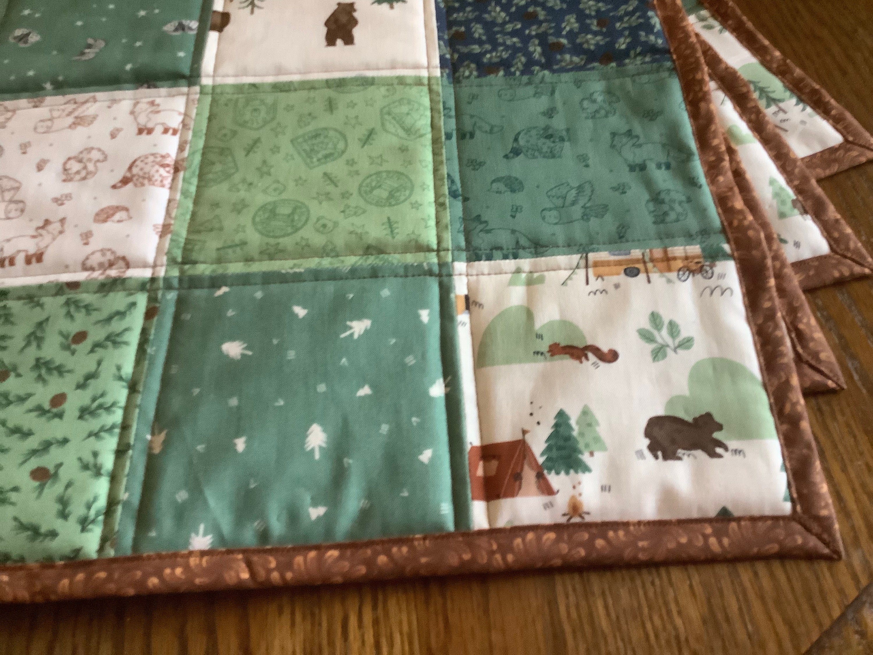 Quilted placemats set of 4. Camp Woodland themed Etsy