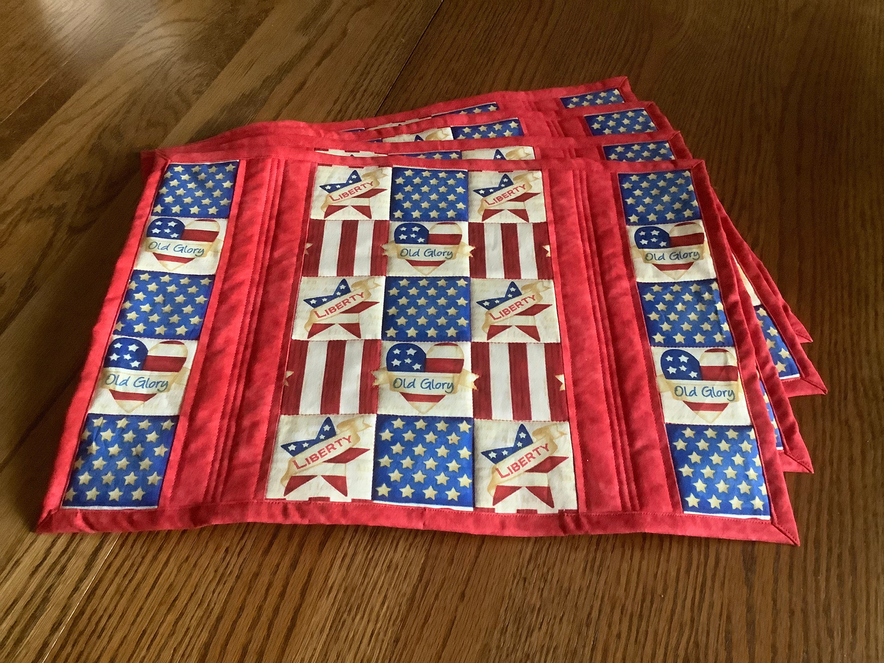 Patriotic Theme Quilted placemats set of 4 Etsy