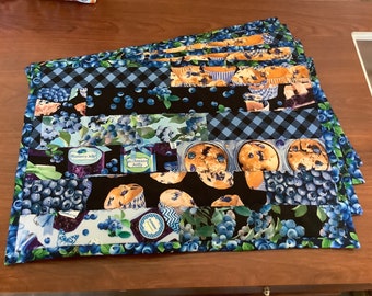 Quilted placemats, blueberry theme