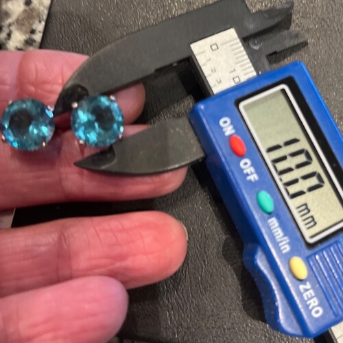 Vintage Sterling Silver shops Ex-Large Round Deep Blue Topaz Stone Stud Earrings, 2.6 Gr.
