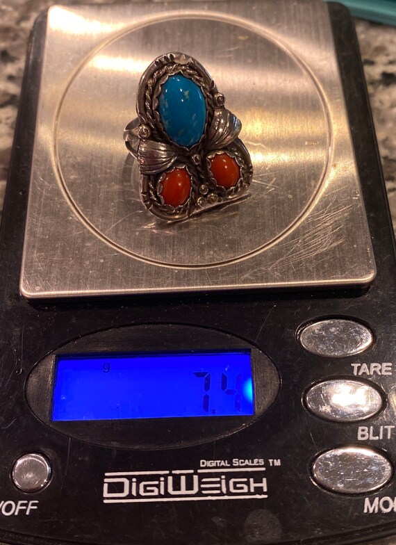 Vintage Native American Turquoise & Coral Stones … - image 7