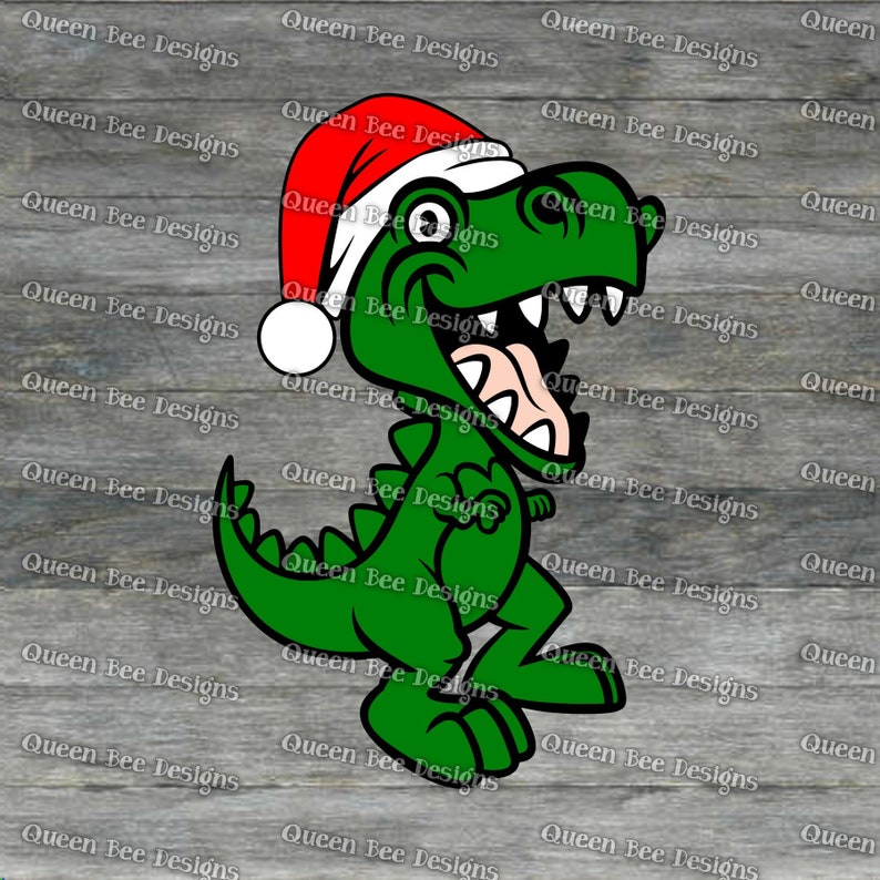 Download Christmas T Rex With Santa Hat SVG File | Etsy