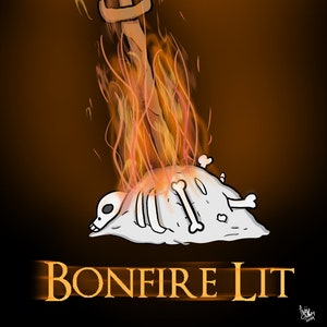 Bonfire Allumé - Jeu vidéo inspiré des âmes Carte de vœux