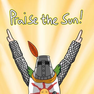 Loué soit le soleil ! Carte de voeux d'anniversaire inspirée du jeu vidéo Solaire Souls !