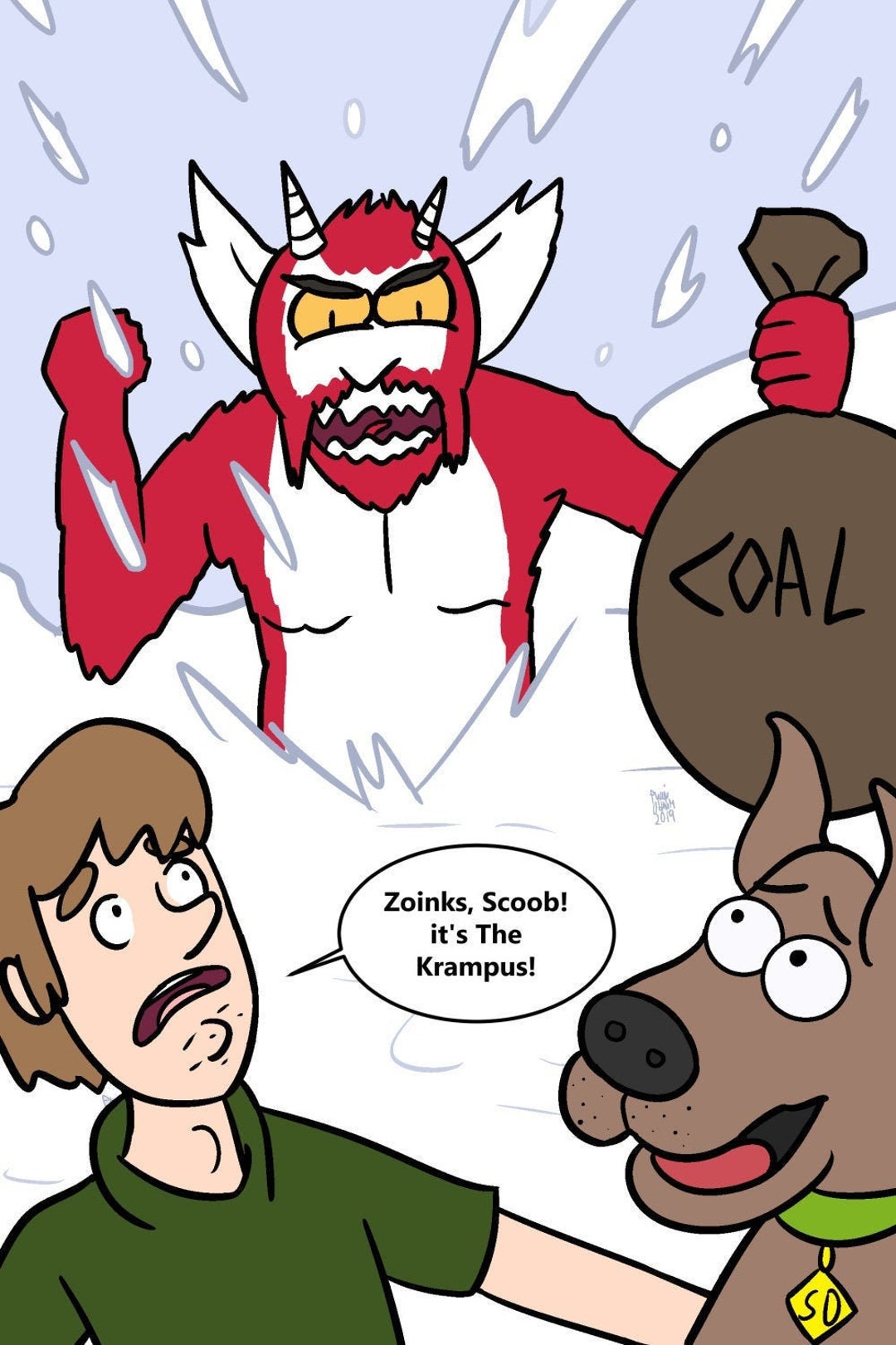 Scooby Doo Vs The Krampus Inspired Christmas Greeting Card Etsy