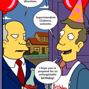Jambons cuits à la vapeur ! - Skinner et Chalmers - Carte d'anniversaire inspirée des Simpsons