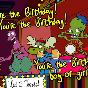 C'est vous qui fêtez votre anniversaire ! - Bart et Wall E. Weasel - Carte d'anniversaire inspirée des Simpsons