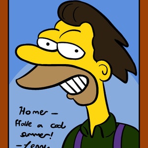 Lenny Portrait - The Simpsons Inspired Funny Art Print