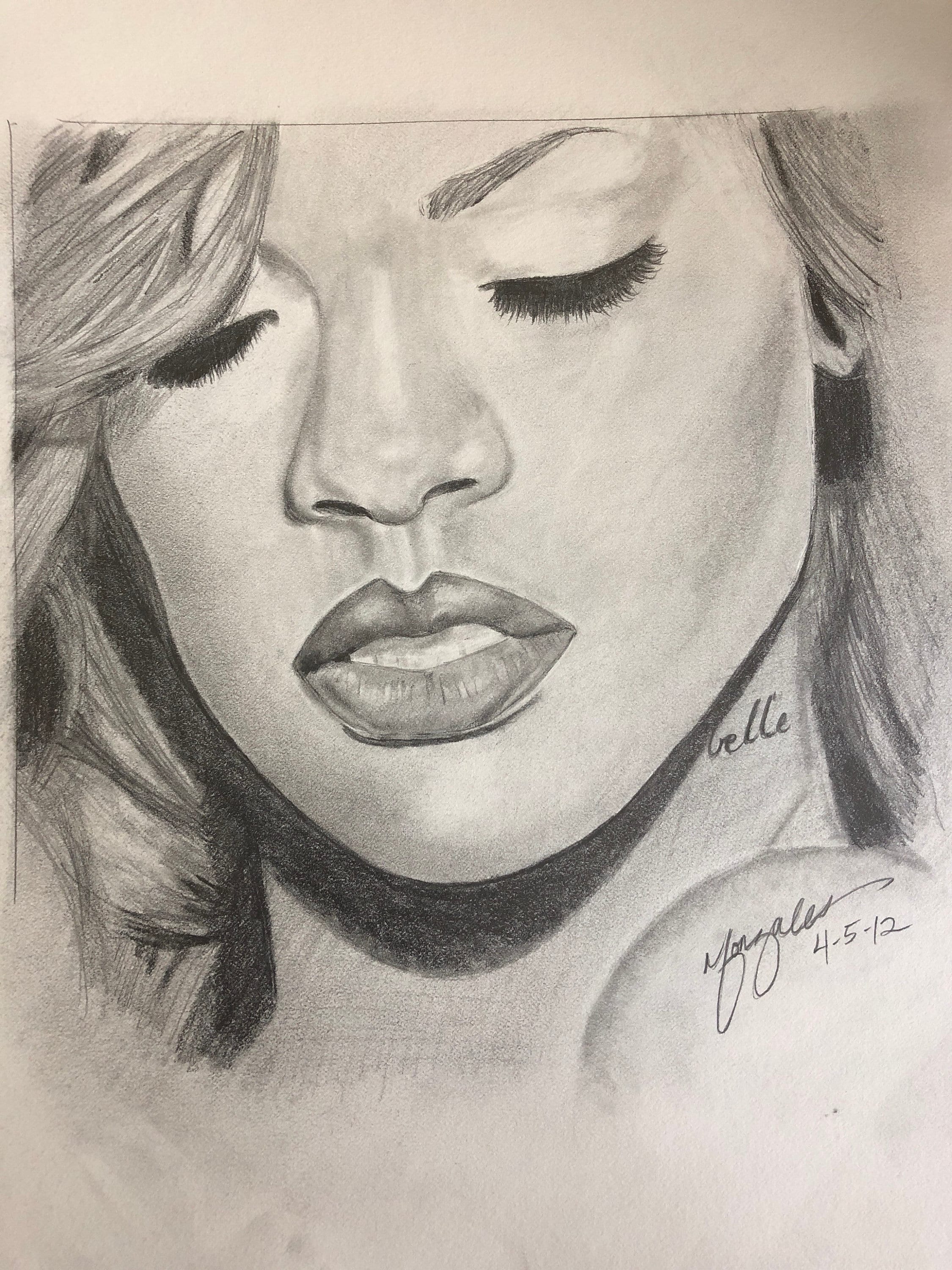 Rihanna Portrait Drawing Original Copy 1 of 1 . 11x14 Etsy