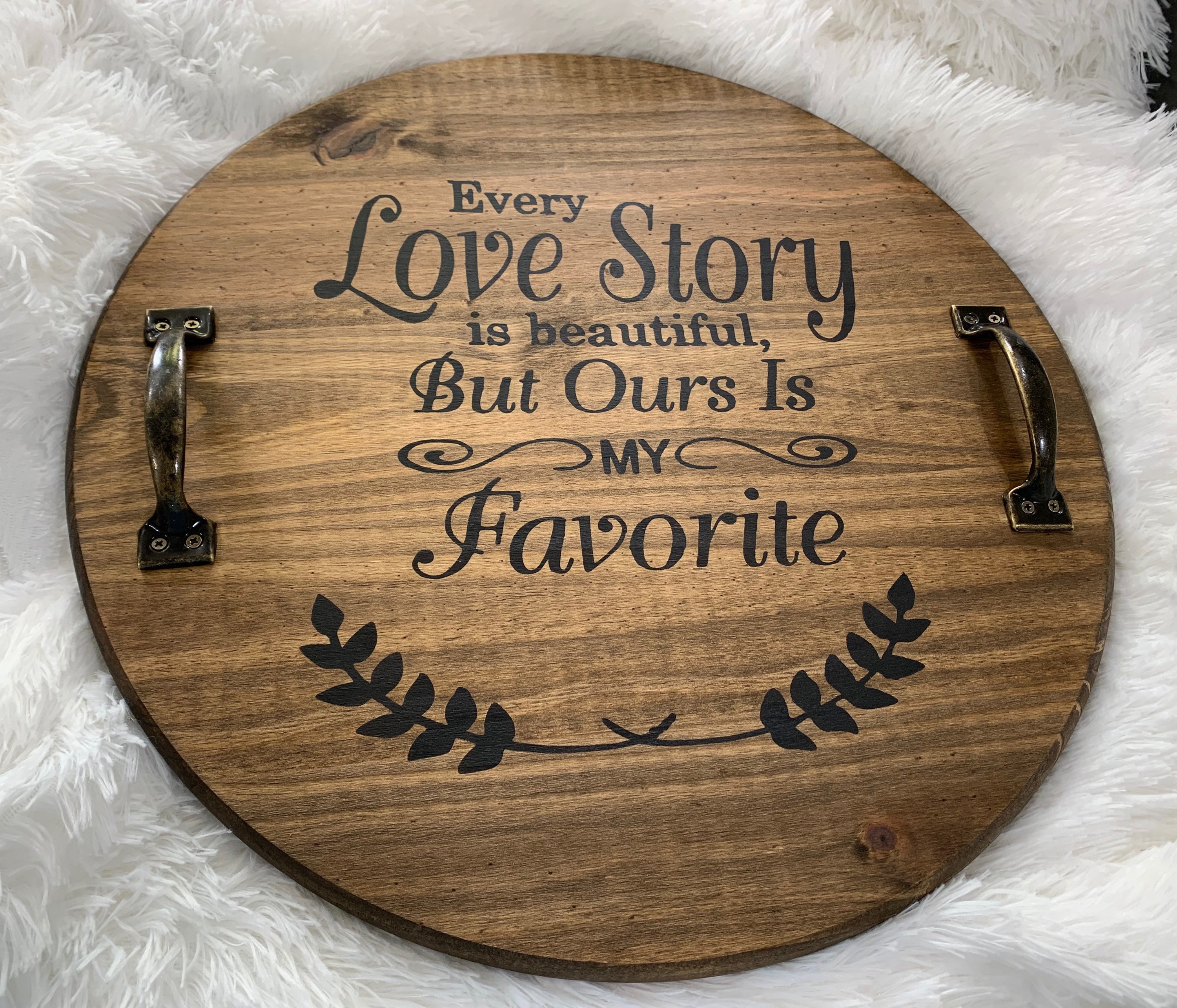 Round wooden tray with quote Etsy