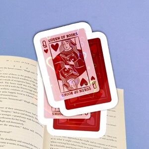 Queen of Books Sticker | Bookish Tarot Card Sticker | Reader Aesthetic Vinyl | Kindle & Laptop Decal image 2