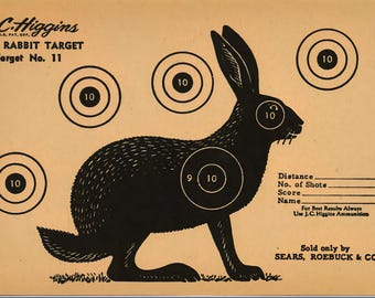 Cible de tir en papier vintage JACK RABBIT - Western Winchester - Mehmert