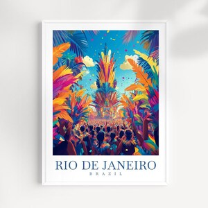 Rio de Janeiro Carnival-Themed Travel Print Wall Art - Colorful Brazilian Festival, Samba Parade Artwork, Rio Carnival Decor, Travel Gift