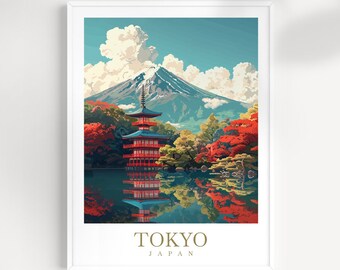 Tokyo Pagoda Art Print: Japan Travel Poster, Home Decor