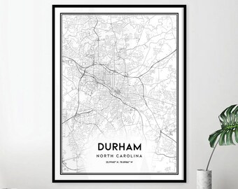 Durham Nc Map Etsy