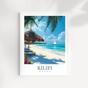 Kilifi Kenya Wall Art Print – Coastal Town Illustration, East Africa Travel Poster, Beachfront, Swahili Culture Print, Indian Ocean Artwork