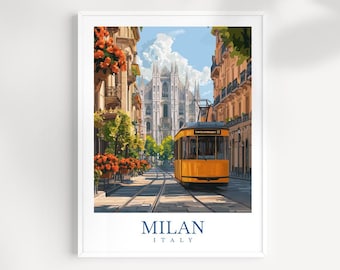Stadsgezicht afdruk Milaan: Duomo di Milano, Italiaanse reisposter