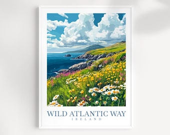 Stampa Wild Atlantic Way Ireland: arte paesaggistica costiera, decorazioni naturalistiche irlandesi