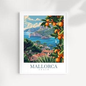 Mallorca Travel Poster: Illustrated Mediterranean Coastal Print