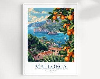 Mayorca Print Mallorca Poster – Fornalutx Print, Mediterranean Wall Art, Vintage ...