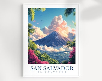 San Salvador Volcano Print – El Salvador Cityscape Art
