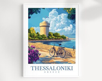 Thessaloniki Greece Print: Illustrated Cityscape, Mediterranean Decor