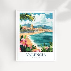 Valencia Spain Wall Art Print – City Illustration, Mediterranean Travel Poster, Spanish Decor, Modern & Historic City Poster