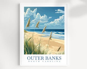 Stampa di viaggio di Outer Banks: arte paesaggistica costiera della Carolina del Nord