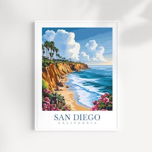 San Diego Coastal Print: Illustrated California Cityscape Art