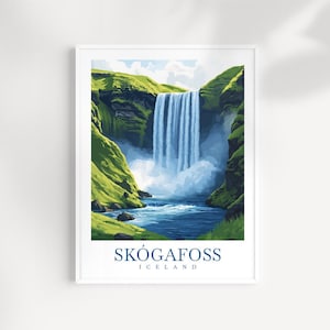 Skógafoss Iceland Print: Nordic Waterfall Landscape Art