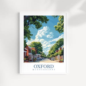Oxford Mississippi Reise Poster, Südländische Wand Kunst Poster, Oxford Stadt Illustration, USA Reise Dekor, druckbare Wandbehang, Oxford Geschenk