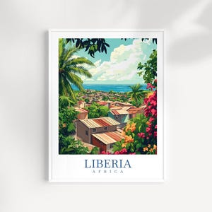 Liberia Africa Travel Print, West African Wall Art, Monrovia City Poster, Cultural Illustration, African Travel Decor, Liberia Gift Ideas