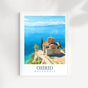 Lake Ohrid Travel Print: Macedonia Cityscape Poster, Balkan Home Decor