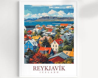 Reykjavik Iceland Art Print: Colorful Cityscape Wall Decor