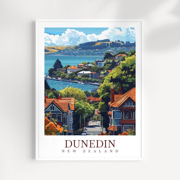 Dunedin Travel Print Wall Art New Zealand Wall Hanging Home Décor Dunedin Gift Art Lovers New Zealand Art Lover Gift Dunedin NZ Wall Art